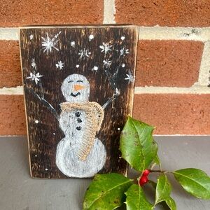Wood Snowman Shelf Sitter Handcrafted Rustic Decor Hand Painted